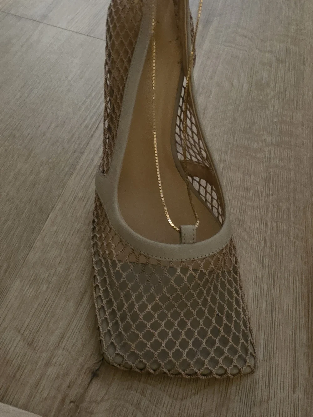 Bottega Veneta Nude Mesh Square-Toe Stiletto Heels